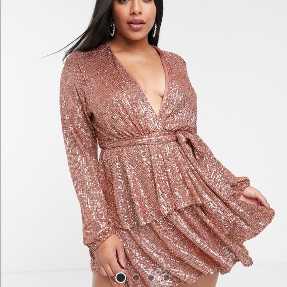 Asos curve sequin layered mini dress - Picture 2 of 7